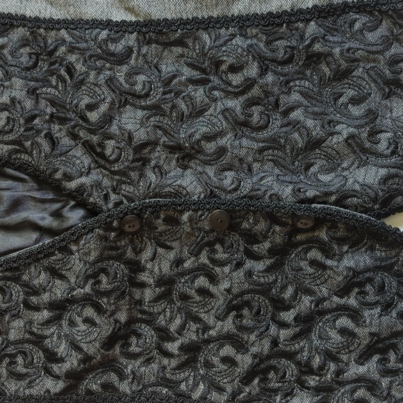 Chico's Vintage Vest Wool Black Embroidered Academia Size 2 Y2K Preppy Grunge - Picture 5 of 13